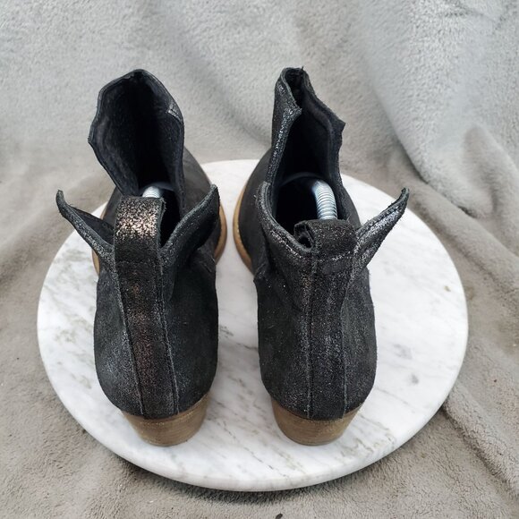 Diba True Shoes Womens Size 10 Stop By Black Metallic Shimmer Leather Ankle Boot - Picture 5 of 10